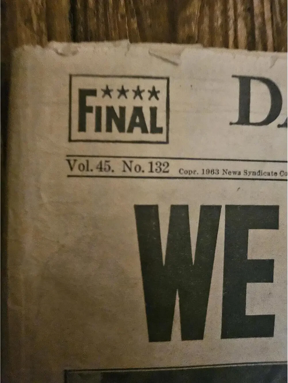 New York Daily News JFK Kennedy Assassination newspaper Nov 26, 1963 We carry on